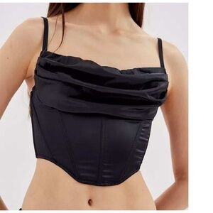 Urban Outfitters Lexi Black Satin Cowl Corset Top Sz M Gothic Romance Moorcore